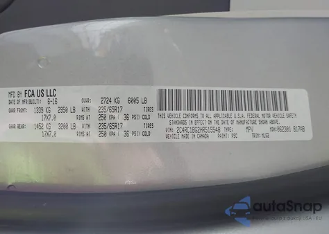 2017 Chrysler Pacifica Touring-L from USA, damaged, VIN 2C4RC1BG2HR515548